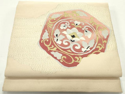 平和屋着物●爪掻き本綴れ 八寸名古屋帯 道長正倉院更紗花文 金糸 正絹 逸品 DAAV9511ob