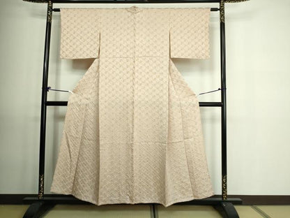 平和屋着物▽上質な小紋 単衣 総絞り 菱文 正絹 逸品 DAAV9521sf