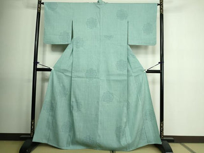 平和屋着物▽本場結城紬 単衣 100亀甲 正倉院花文 正絹 逸品 DAAV9522sf