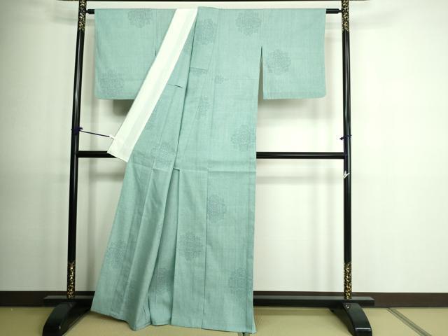 平和屋着物▽本場結城紬 単衣 100亀甲 正倉院花文 正絹 逸品 DAAV9522sf