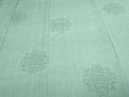 平和屋着物▽本場結城紬 単衣 100亀甲 正倉院花文 正絹 逸品 DAAV9522sf