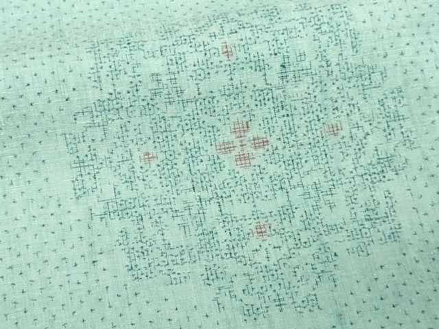 平和屋着物▽本場結城紬 単衣 100亀甲 正倉院花文 正絹 逸品 DAAV9522sf