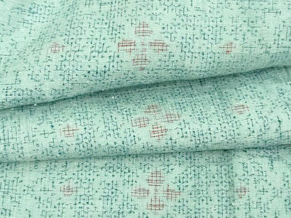 平和屋着物▽本場結城紬 単衣 100亀甲 正倉院花文 正絹 逸品 DAAV9522sf