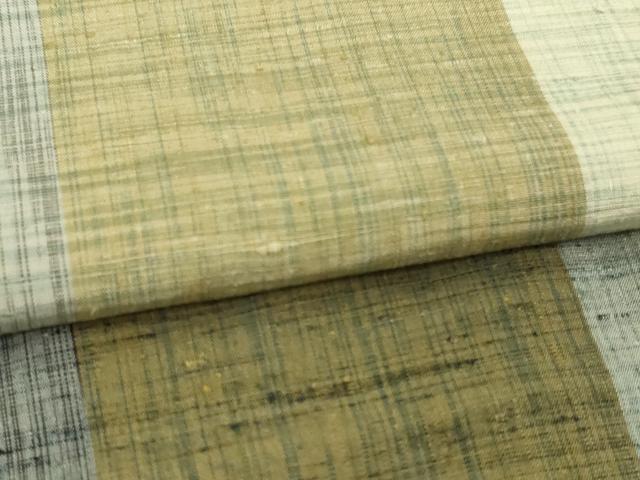 平和屋着物▽上質な紬 単衣 格子 正絹 逸品 DAAV9523sf