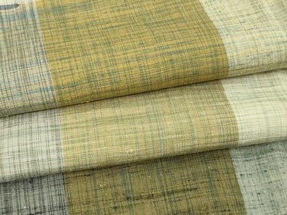 平和屋着物▽上質な紬 単衣 格子 正絹 逸品 DAAV9523sf