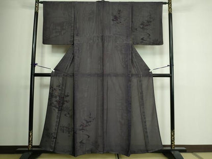 平和屋着物▽訪問着 単衣 無双 紗袷 紗×絽 草花文 正絹 逸品 DAAV9524sf