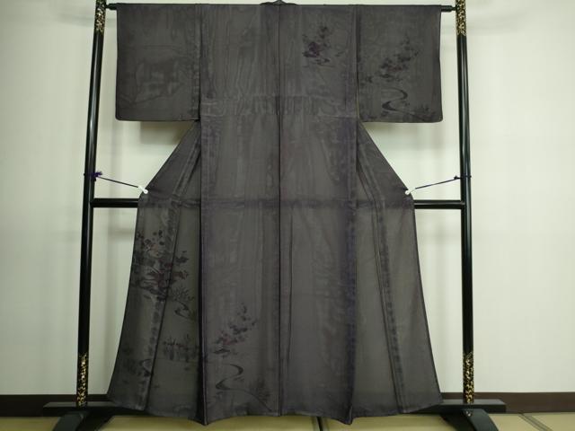平和屋着物▽訪問着 単衣 無双 紗袷 紗×絽 草花文 正絹 逸品 DAAV9524sf