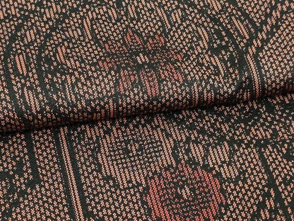 平和屋着物▽上質な紬　単衣　草花文　正絹　逸品　DAAV9532sf
