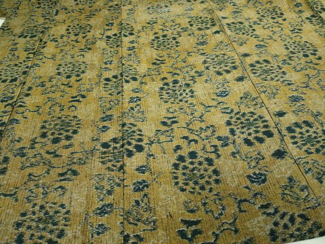 平和屋着物▽上質な紬　単衣　草花文　正絹　逸品　DAAV9536sf