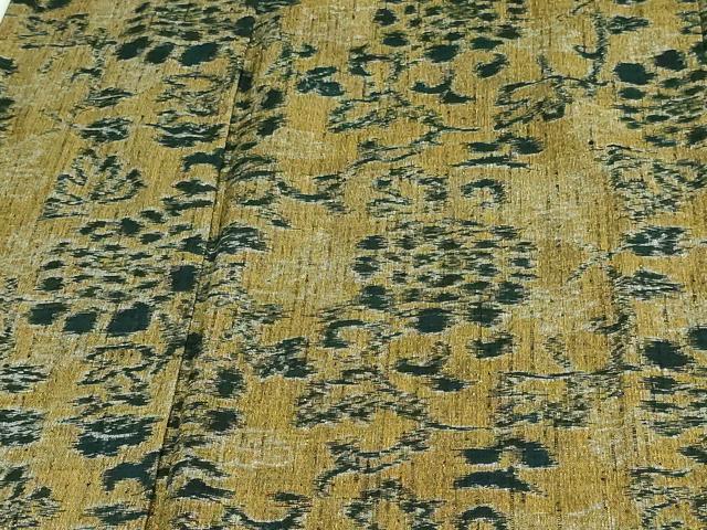 平和屋着物▽上質な紬　単衣　草花文　正絹　逸品　DAAV9536sf