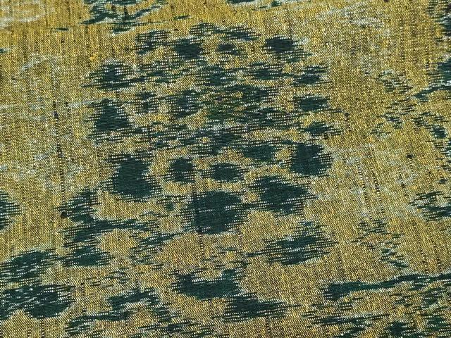 平和屋着物▽上質な紬　単衣　草花文　正絹　逸品　DAAV9536sf