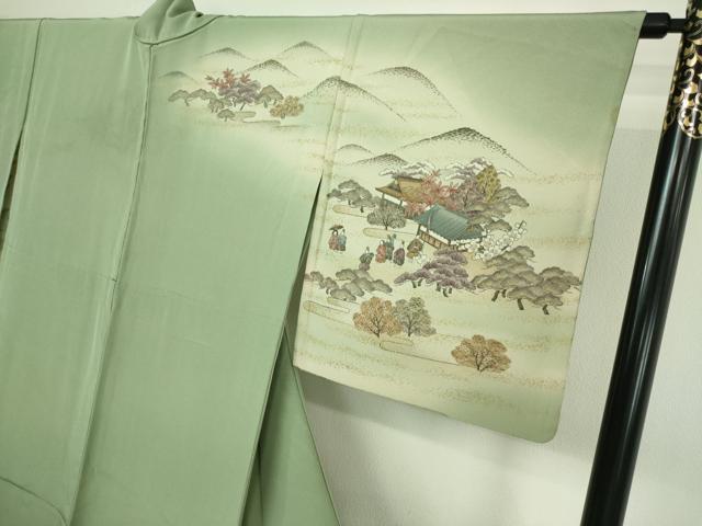 平和屋着物▽訪問着 単衣 作家物 人物風景文 暈し染め 金彩 正絹 逸品 DAAV9537sf