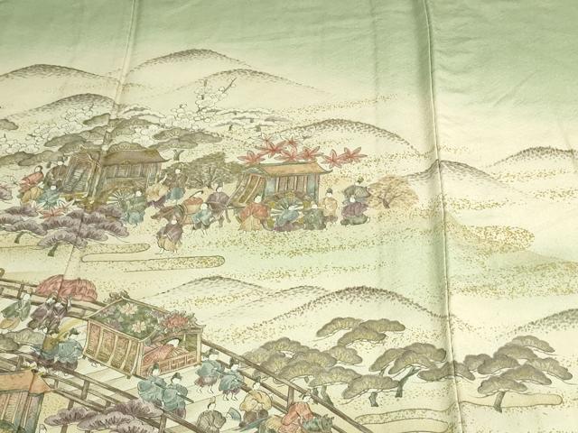 平和屋着物▽訪問着 単衣 作家物 人物風景文 暈し染め 金彩 正絹 逸品 DAAV9537sf