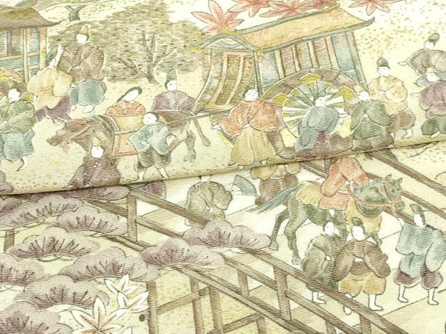 平和屋着物▽訪問着 単衣 作家物 人物風景文 暈し染め 金彩 正絹 逸品 DAAV9537sf