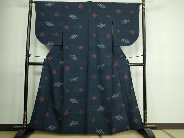 平和屋着物▽上質な紬 単衣 松皮菱文 正絹 逸品 DAAV9540sf