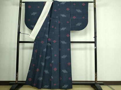 平和屋着物▽上質な紬 単衣 松皮菱文 正絹 逸品 DAAV9540sf