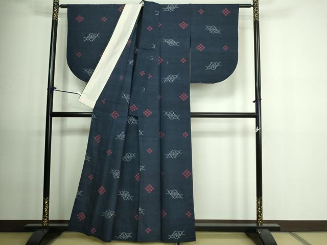 平和屋着物▽上質な紬 単衣 松皮菱文 正絹 逸品 DAAV9540sf