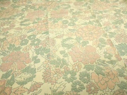 平和屋着物▽上質な紬 単衣 草花文 正絹 逸品 DAAV9541sf