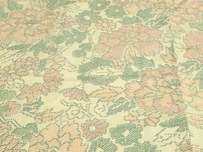 平和屋着物▽上質な紬 単衣 草花文 正絹 逸品 DAAV9541sf