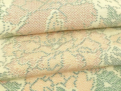 平和屋着物▽上質な紬 単衣 草花文 正絹 逸品 DAAV9541sf