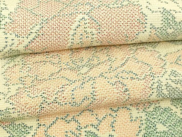 平和屋着物▽上質な紬 単衣 草花文 正絹 逸品 DAAV9541sf