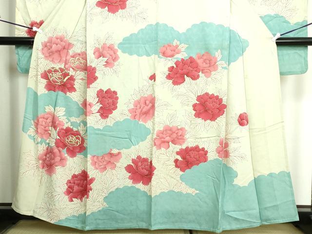 平和屋着物▽豪華振袖　単衣　草花文　金銀彩　正絹　逸品　DAAV9542sf