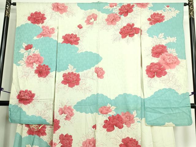平和屋着物▽豪華振袖　単衣　草花文　金銀彩　正絹　逸品　DAAV9542sf
