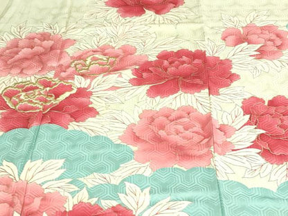 平和屋着物▽豪華振袖　単衣　草花文　金銀彩　正絹　逸品　DAAV9542sf