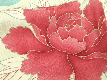 平和屋着物▽豪華振袖　単衣　草花文　金銀彩　正絹　逸品　DAAV9542sf