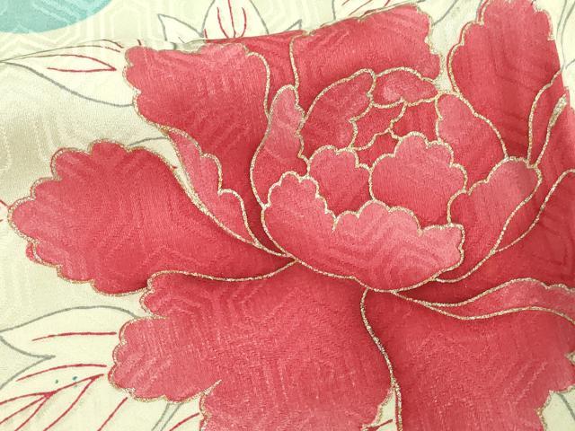 平和屋着物▽豪華振袖　単衣　草花文　金銀彩　正絹　逸品　DAAV9542sf