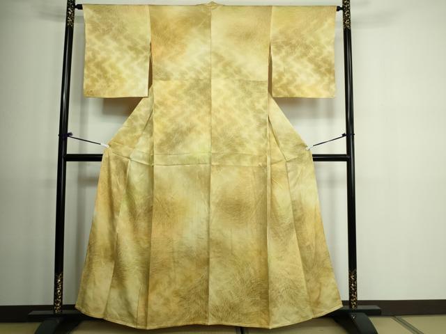 平和屋着物▽上質な小紋　単衣　松葉文　暈し染め　正絹　逸品　DAAV9545sf