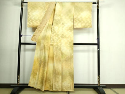 平和屋着物▽上質な小紋　単衣　松葉文　暈し染め　正絹　逸品　DAAV9545sf
