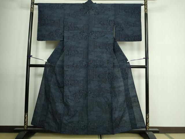 平和屋着物▽結城紬 単衣 草花文 正絹 逸品 DAAV9546sf