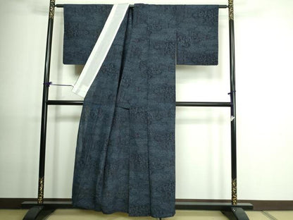 平和屋着物▽結城紬 単衣 草花文 正絹 逸品 DAAV9546sf