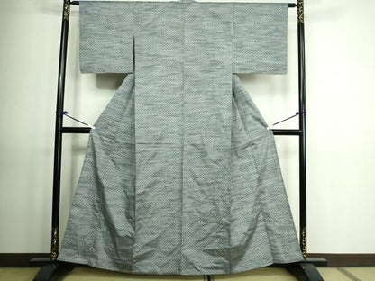 平和屋着物▽上質な紬 単衣 十字絣 正絹 逸品 未使用 DAAV9547sf