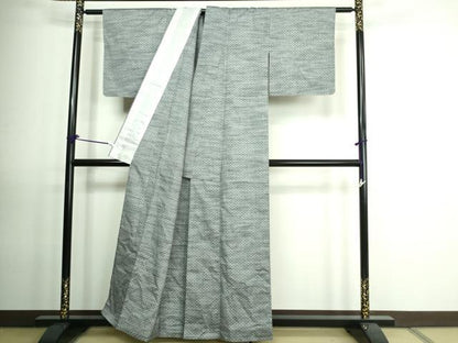 平和屋着物▽上質な紬 単衣 十字絣 正絹 逸品 未使用 DAAV9547sf