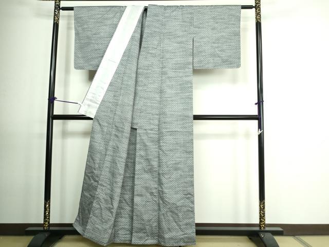 平和屋着物▽上質な紬 単衣 十字絣 正絹 逸品 未使用 DAAV9547sf