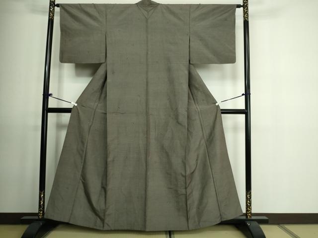 平和屋着物▽上質な紬 単衣 舞葉文 正絹 逸品 DAAV9549sf