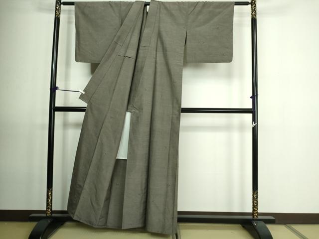 平和屋着物▽上質な紬 単衣 舞葉文 正絹 逸品 DAAV9549sf