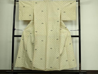 平和屋着物▽上質な紬 単衣 吉祥花文 正絹 逸品 DAAV9564sf