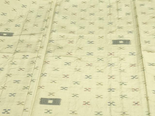 平和屋着物▽上質な紬 単衣 吉祥花文 正絹 逸品 DAAV9564sf