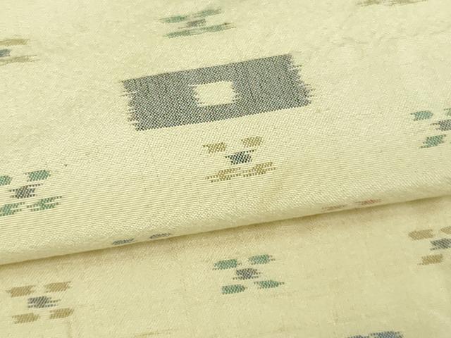 平和屋着物▽上質な紬 単衣 吉祥花文 正絹 逸品 DAAV9564sf