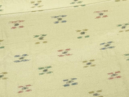 平和屋着物▽上質な紬 単衣 吉祥花文 正絹 逸品 DAAV9564sf
