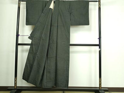 平和屋着物▽本場大島紬 単衣 菱文 黒地 正絹 逸品 DAAV9565sf