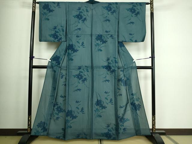 平和屋着物▽上質な小紋 単衣 紗袷 紗×絽 枝花文 正絹 逸品 DAAV9568sf