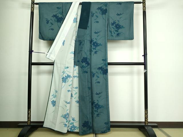 平和屋着物▽上質な小紋 単衣 紗袷 紗×絽 枝花文 正絹 逸品 DAAV9568sf