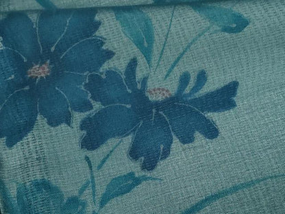 平和屋着物▽上質な小紋 単衣 紗袷 紗×絽 枝花文 正絹 逸品 DAAV9568sf