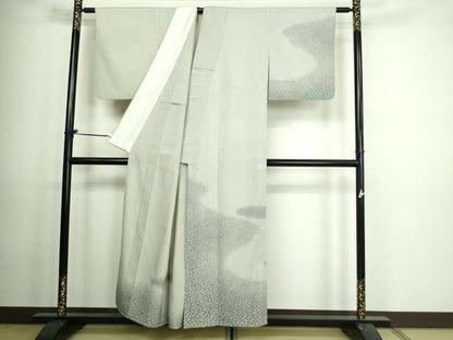 平和屋着物▽本塩沢 訪問着 単衣 藤倉守正 やまだ織 石畳文 正絹 逸品 DAAV9570sf