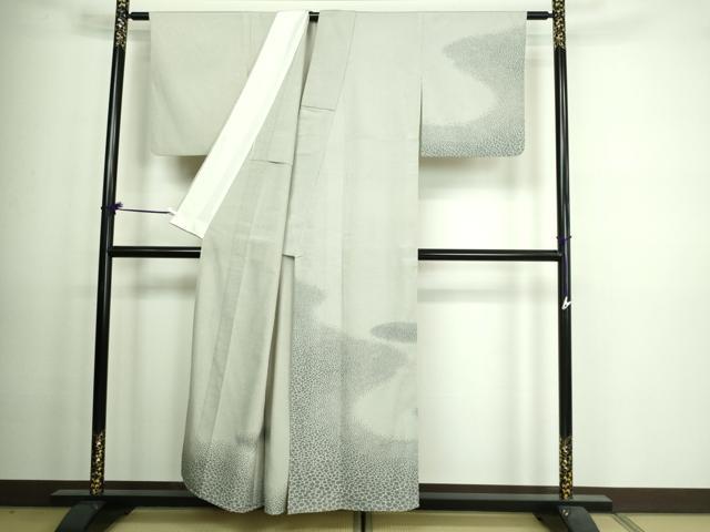 平和屋着物▽本塩沢 訪問着 単衣 藤倉守正 やまだ織 石畳文 正絹 逸品 DAAV9570sf