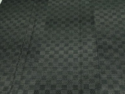 平和屋着物▽上質な紬　単衣　市松文様　正絹　逸品　DAAV9571sf